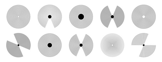 Radial, radar icon set. Set of circle connection, sonar sound waves icons