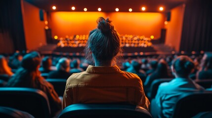 Woman watching a performance in a theater