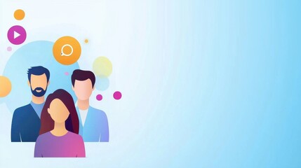 Fototapeta premium Vector Illustration of Diverse People with Engagement Icons Background