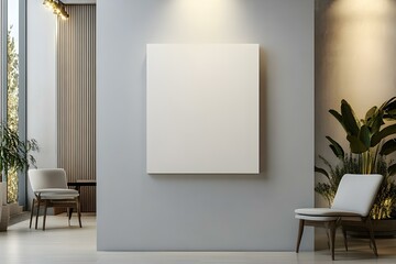 Blank Canvas Mockup on Gray Wall