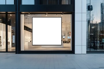 Storefront Window with Blank Retail Poster