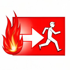 Fire exit sign with emergency evacuation symbol