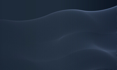 Abstract blue wave design with dots and lines, Vector illustration.