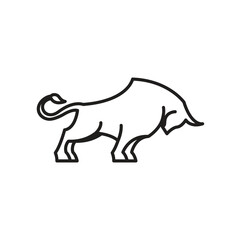 bull with a strong body and big horns logo vector