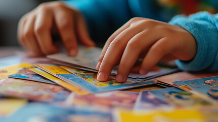 Language Learning Flashcards: A close-up of hands flipping through vocabulary flashcards.