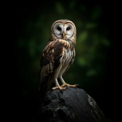 Elegant Barred Owl on Rocky Perch &ndash; Stunning Wildlife Photography in Nature