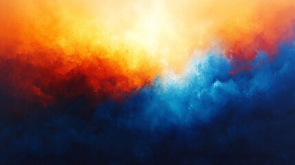 Naklejka premium Abstract fiery and cool color painting