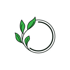 circle line with sprigs of leaves