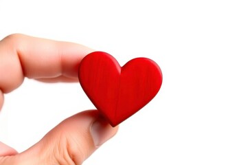 Obraz premium Close-up of hand, red heart, black cross, white background, belief, cross