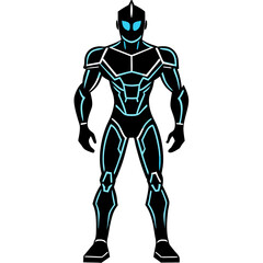 Fototapeta premium Silhouette of a futuristic humanoid robot, standing tall and powerful, symbolizing AI and innovation