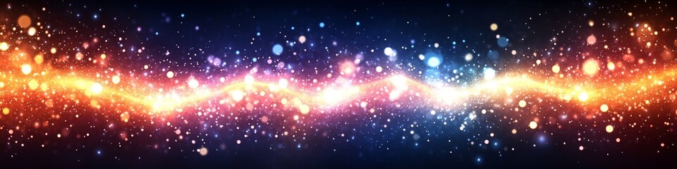 Abstract Wavy Energy Flow with Vibrant Colors and Bokeh Background, Digital Illustration