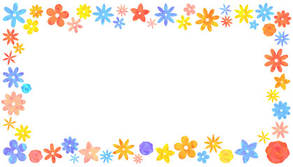 カラフルな花のフレーム 枠 背景素材 ベクター