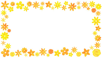 花のフレーム 枠 背景素材 黄色 ベクター