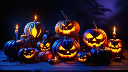 halloween pumpkin with candles