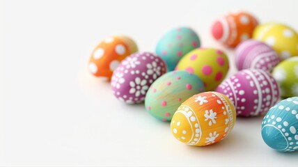 Fototapeta premium colorful easter eggs on a white background 