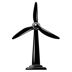 A simple Black Silhouette icon of a Wind Turbine on a transparent background