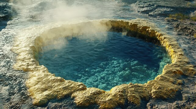 hot spring with mineral deposits