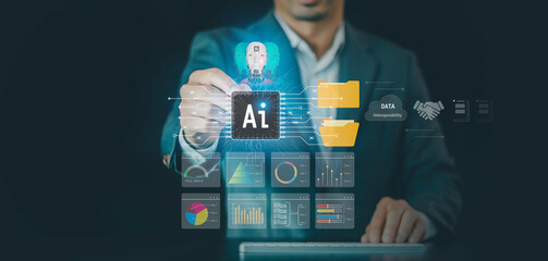 Businessmen use agentic Ai data Interoperability in document management systems accurately...
