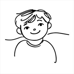 minimalistic continuous one-line drawing of a boy's face, inspired by elegant and artistic line art.