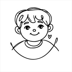 minimalistic continuous one-line drawing of a boy's face, inspired by elegant and artistic line art.