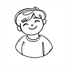 minimalistic continuous one-line drawing of a boy's face, inspired by elegant and artistic line art.