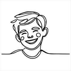 minimalistic continuous one-line drawing of a boy's face, inspired by elegant and artistic line art.
