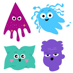 set of funny cartoon monsters animal quirky whimsical illustration vector