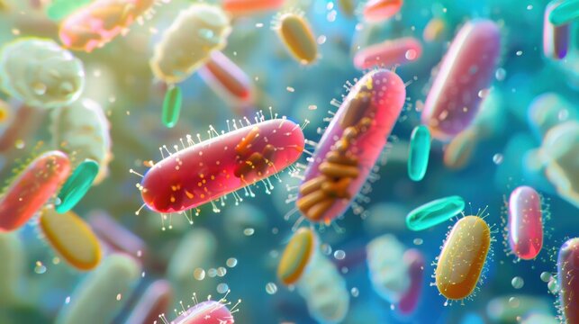 Probiotic capsules and powder, combined with prebiotics for gut health support.