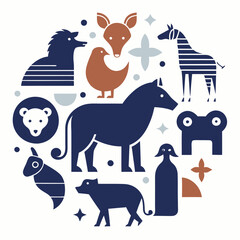 Obraz premium set of funny cartoon animals