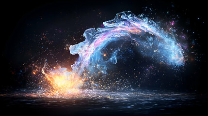 Abstract Animated Blue Lines and Glowing Particles