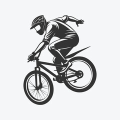 Naklejka premium BMX Cyclist Performing Stunt Silhouette