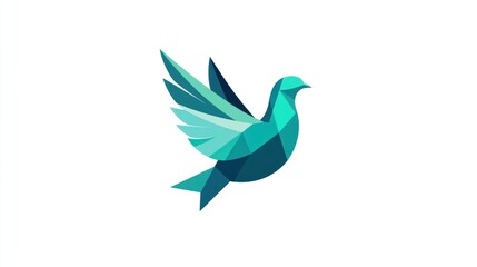 Fototapeta premium Flying Dove, Geometric Design, White Background