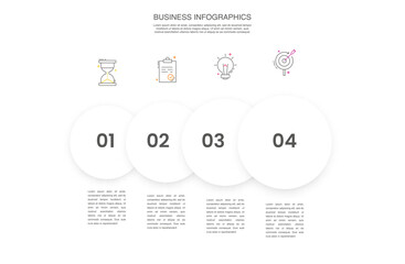 Engaging Four-Step Infographic with Colorful Circles - Vector Template File for Presentations and Reports