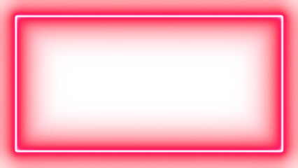 Red Neon Rectangle Frame on a transparent Background