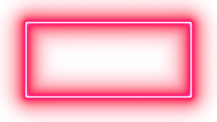 Red Neon Rectangle Frame on a transparent Background