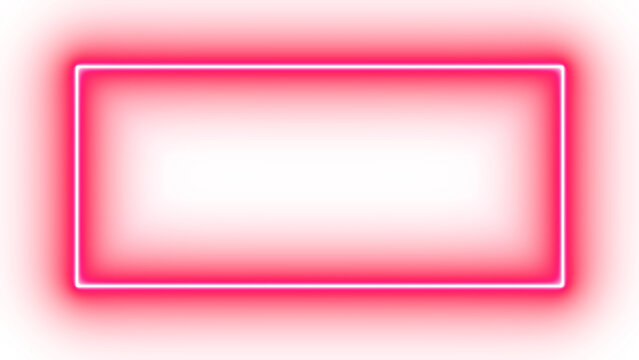 Red Neon Rectangle Frame on a transparent Background