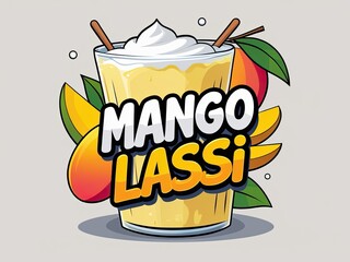 Vibrant Mango Lassi Illustration with Fresh Ingredients