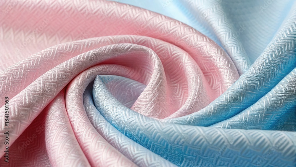 Poster Soft fabric in pastel colors, showcasing intricate patterns and textures in a swirling arrangement.
