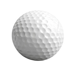 White golf ball with textured surface on a black background isolated on white background