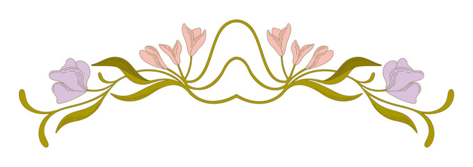 Art Nouveau floral border. Decorative element. Vector.