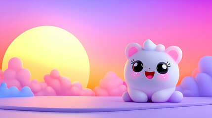 Playful Pastel Unicorn Kitten at Sunset