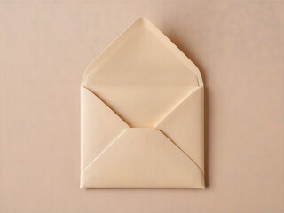 An open envelope with a flap is shown against a light beige background.