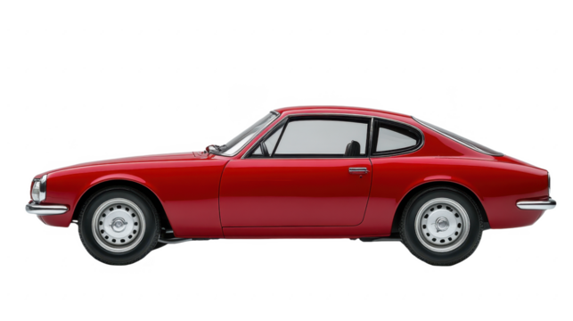 Crimson Classic: A Vintage Automobile of Italian Design, Showcasing Automotive Elegance and Timeless Style in a Sleek Coupe Profile