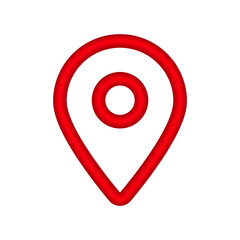 Fototapeta premium Red pin icon symbolizes a map position aimed at navigation. it shows a simple circle in a frame.