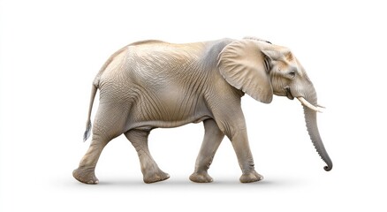 Obraz premium Full Shot of an Elephant Walking Against a White Background