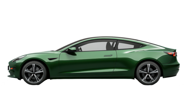 Sleek Green Electric Car: A Modern Marvel of Automotive Design and Sustainable Transportation, Showcasing Innovation and Style on the Open Road