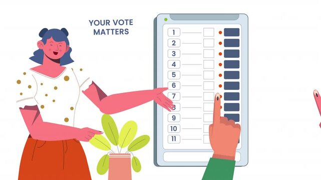 Electronic Voting Machine And Hand Casting Flat Design Animation Scene loop