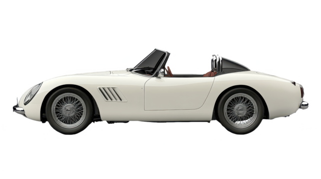 Elegant Classic White Roadster: A Vintage Italian Sportscar Icon of Automotive Design and Performance, Perfect for Collectors and Enthusiasts