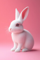 Obraz premium 3D white rabbit isolated on a solid color background
