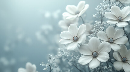 Delicate white floral arrangement serene nature background visual art soft lighting peaceful concept